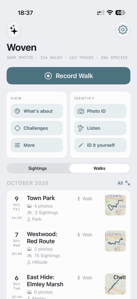 Woven's home screen